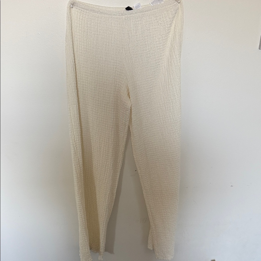 Cream Textured Pants